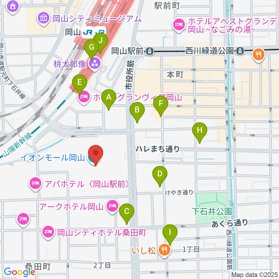島村楽器 イオンモール岡山店 周辺のコンビニエンスストア一覧地図