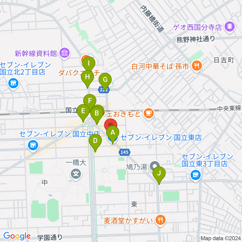 国立ヴィオレホール周辺のコンビニエンスストア一覧地図