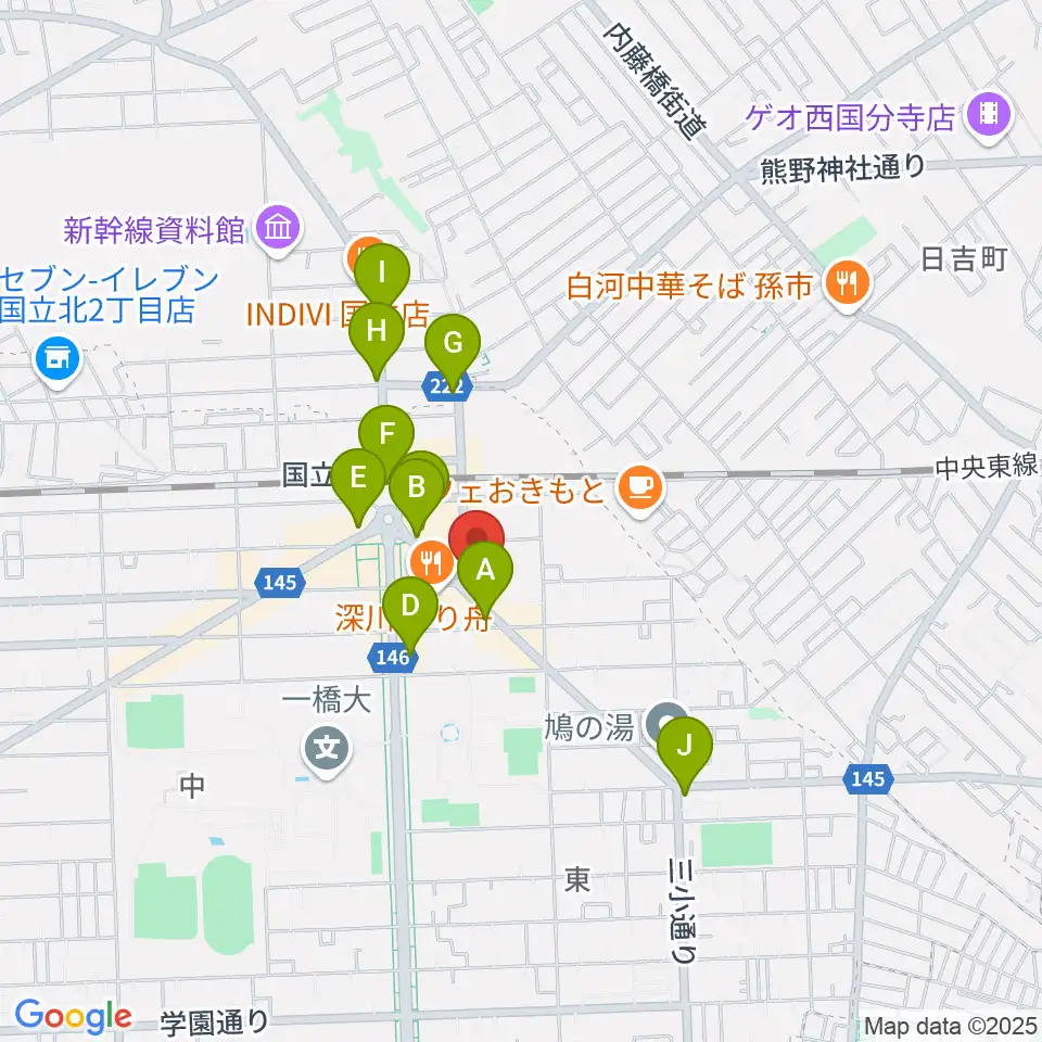 国立ヴィオレホール周辺のコンビニエンスストア一覧地図