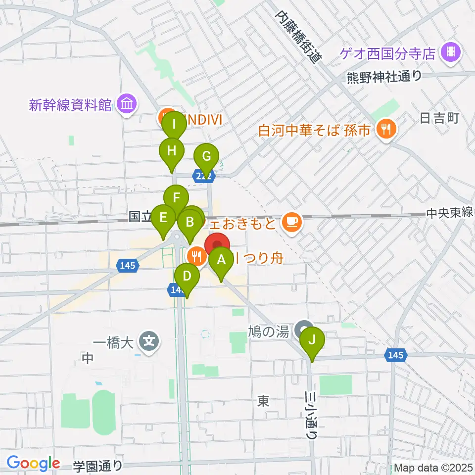 国立ヴィオレホール周辺のコンビニエンスストア一覧地図