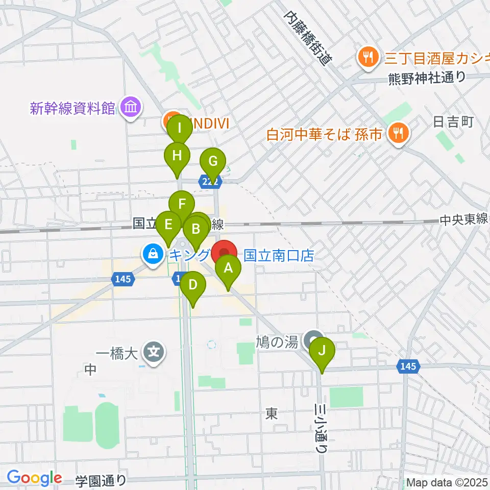 国立ヴィオレホール周辺のコンビニエンスストア一覧地図