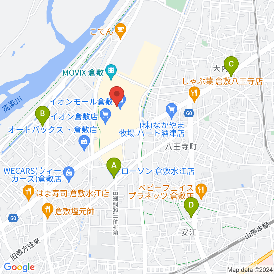 島村楽器 イオンモール倉敷店 周辺のコンビニエンスストア一覧地図