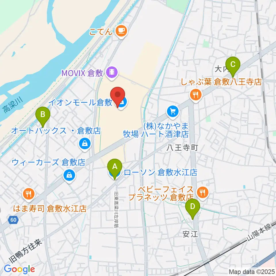 島村楽器 イオンモール倉敷店 周辺のコンビニエンスストア一覧地図