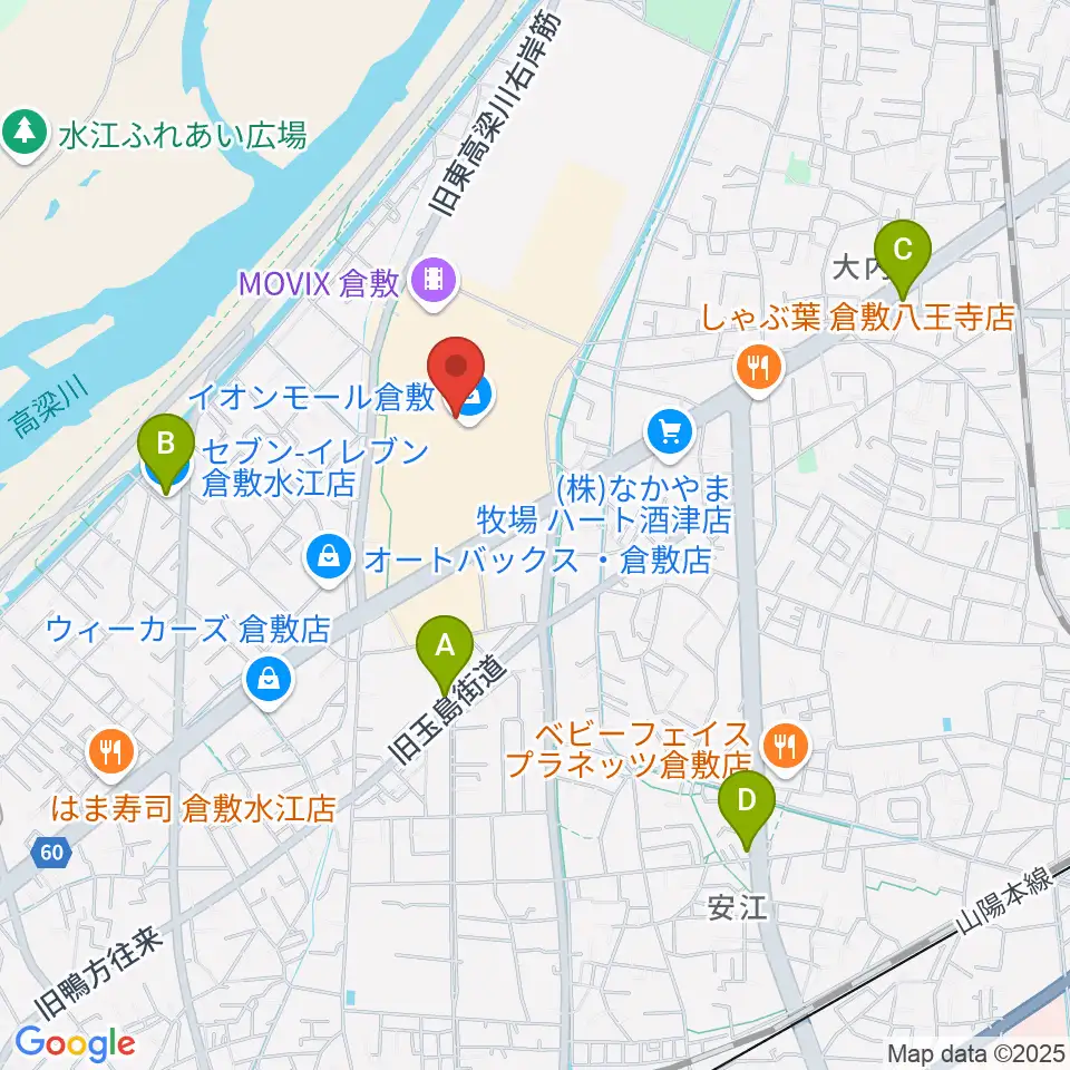 島村楽器 イオンモール倉敷店 周辺のコンビニエンスストア一覧地図