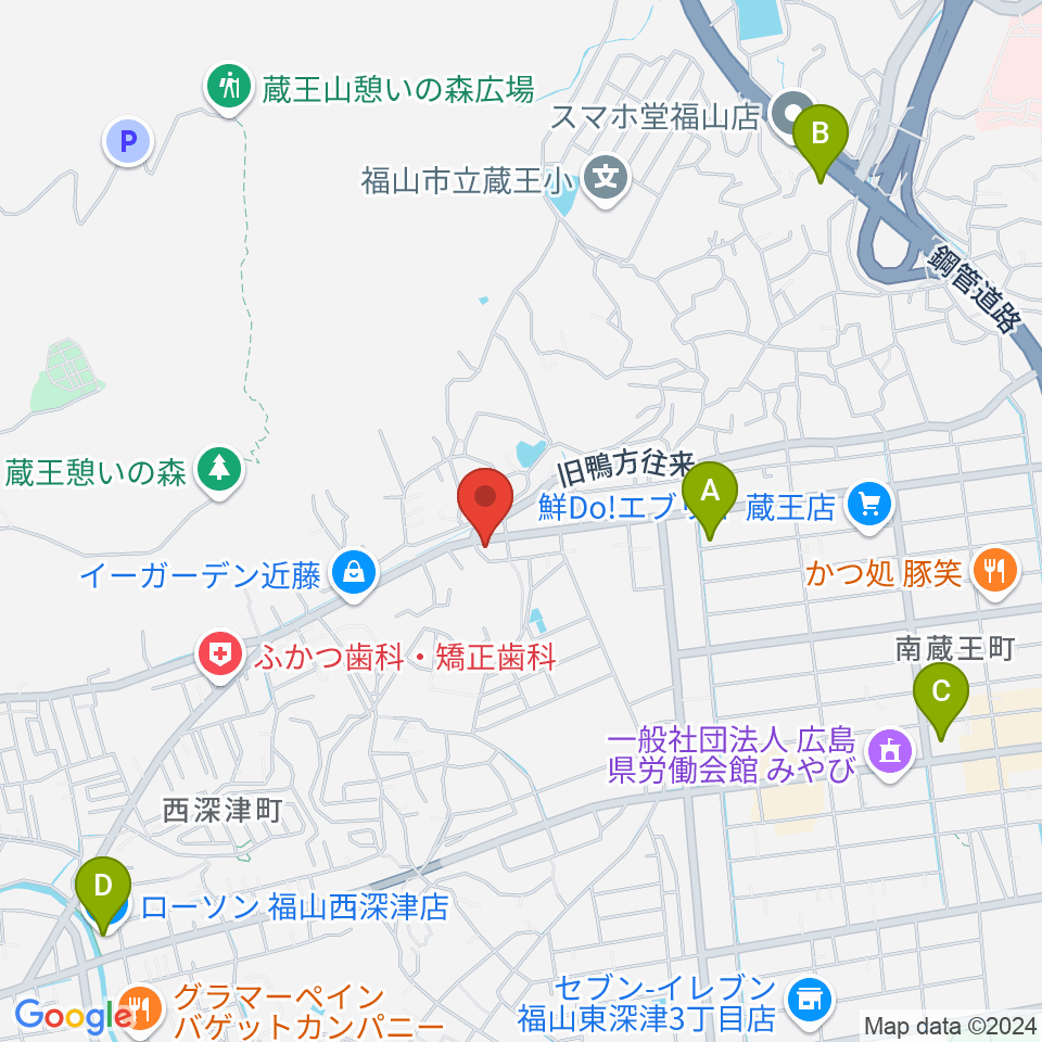 福山楽器センター周辺のコンビニエンスストア一覧地図