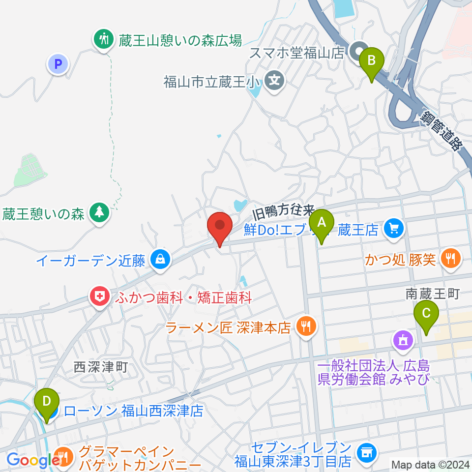 福山楽器センター周辺のコンビニエンスストア一覧地図