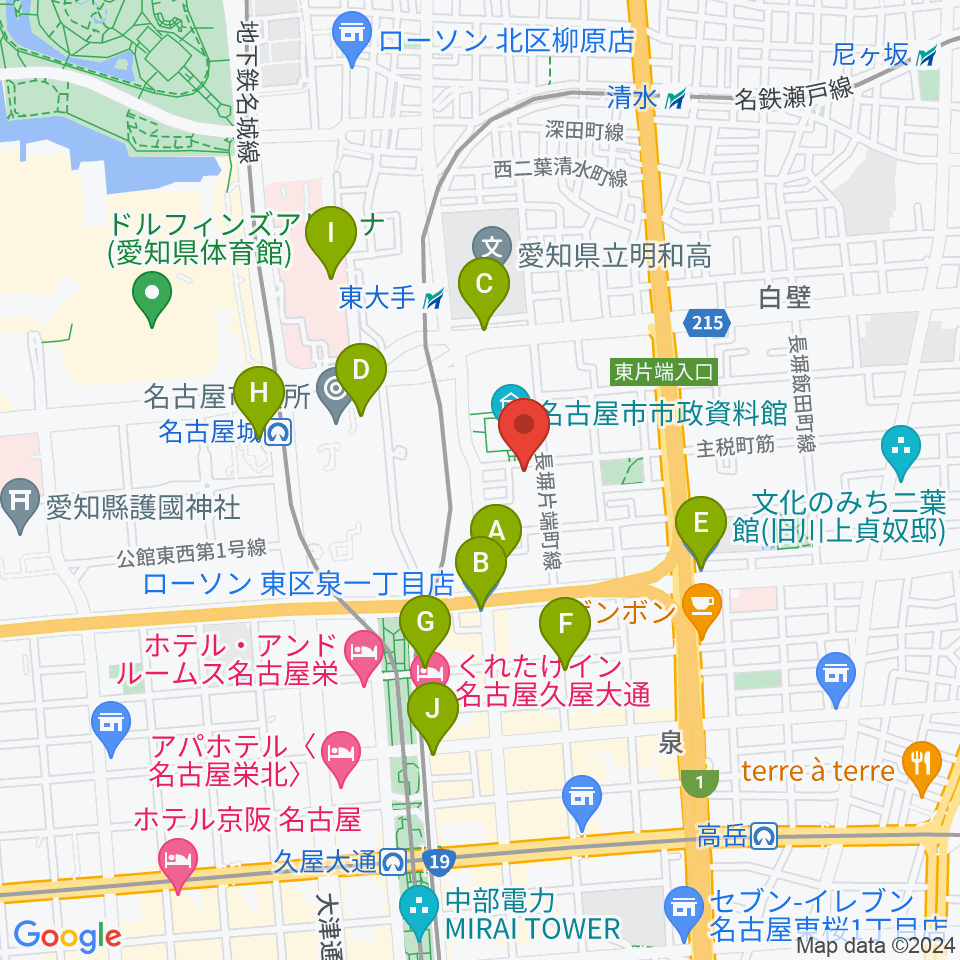 ウィルあいち愛知県女性総合センター周辺のコンビニエンスストア一覧地図
