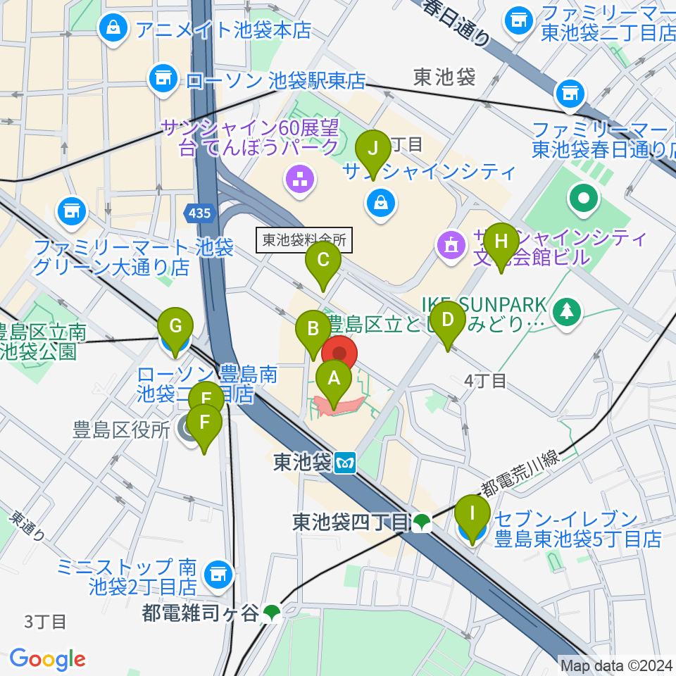 あうるすぽっと周辺のコンビニエンスストア一覧地図