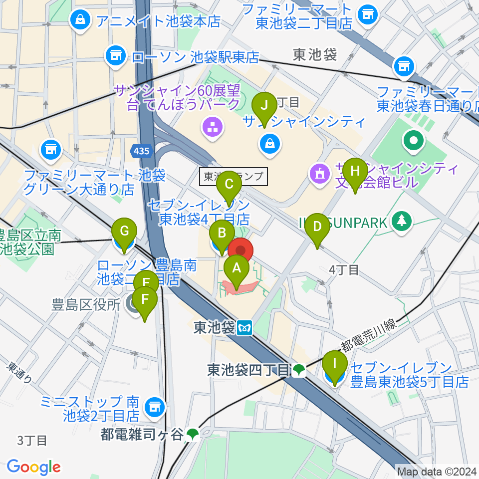 あうるすぽっと周辺のコンビニエンスストア一覧地図