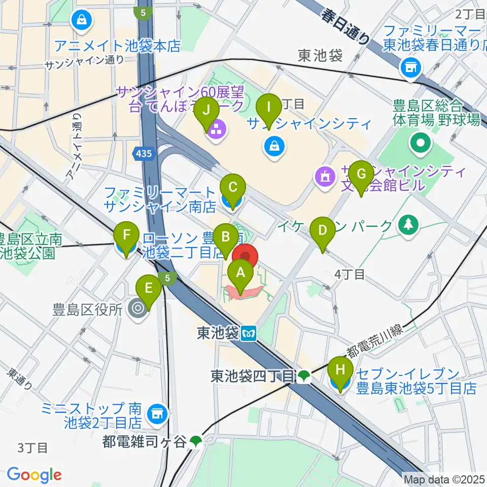 あうるすぽっと周辺のコンビニエンスストア一覧地図