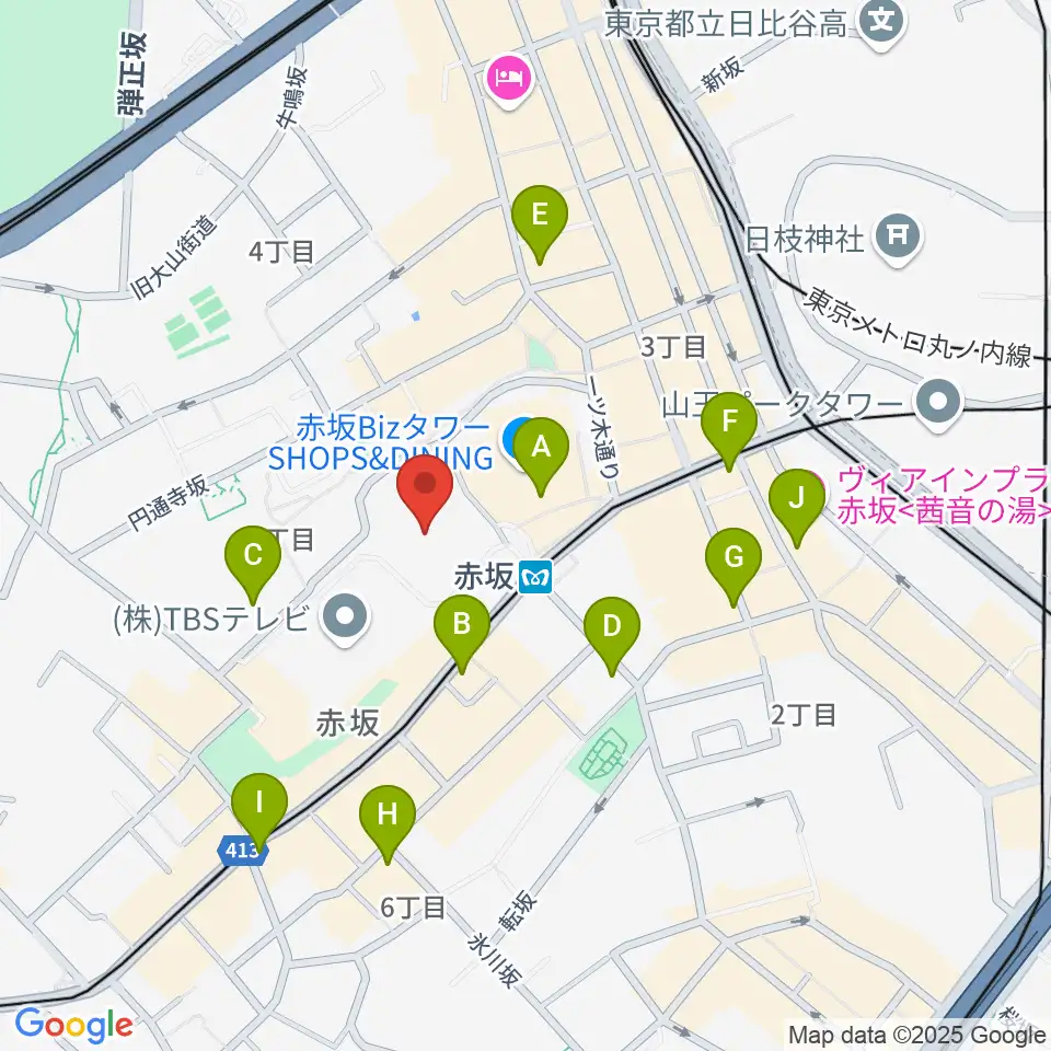 TBS赤坂ACTシアター周辺のコンビニエンスストア一覧地図
