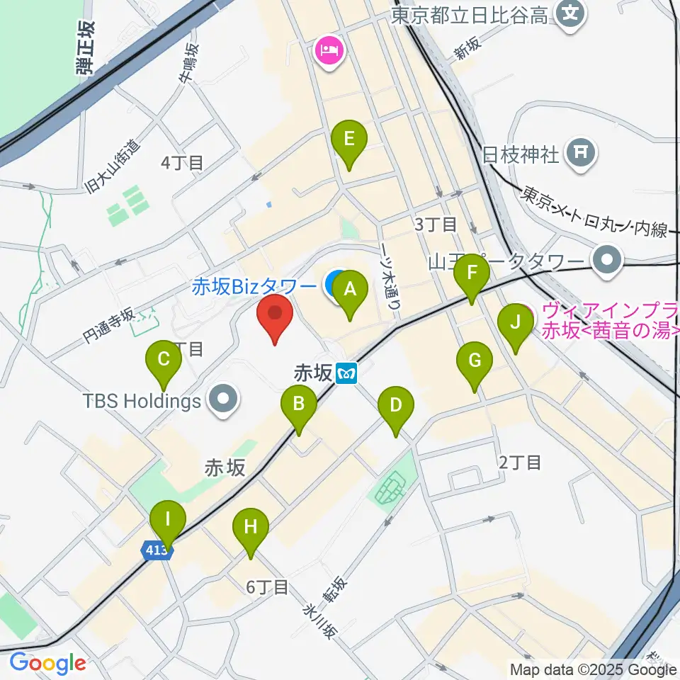 TBS赤坂ACTシアター周辺のコンビニエンスストア一覧地図