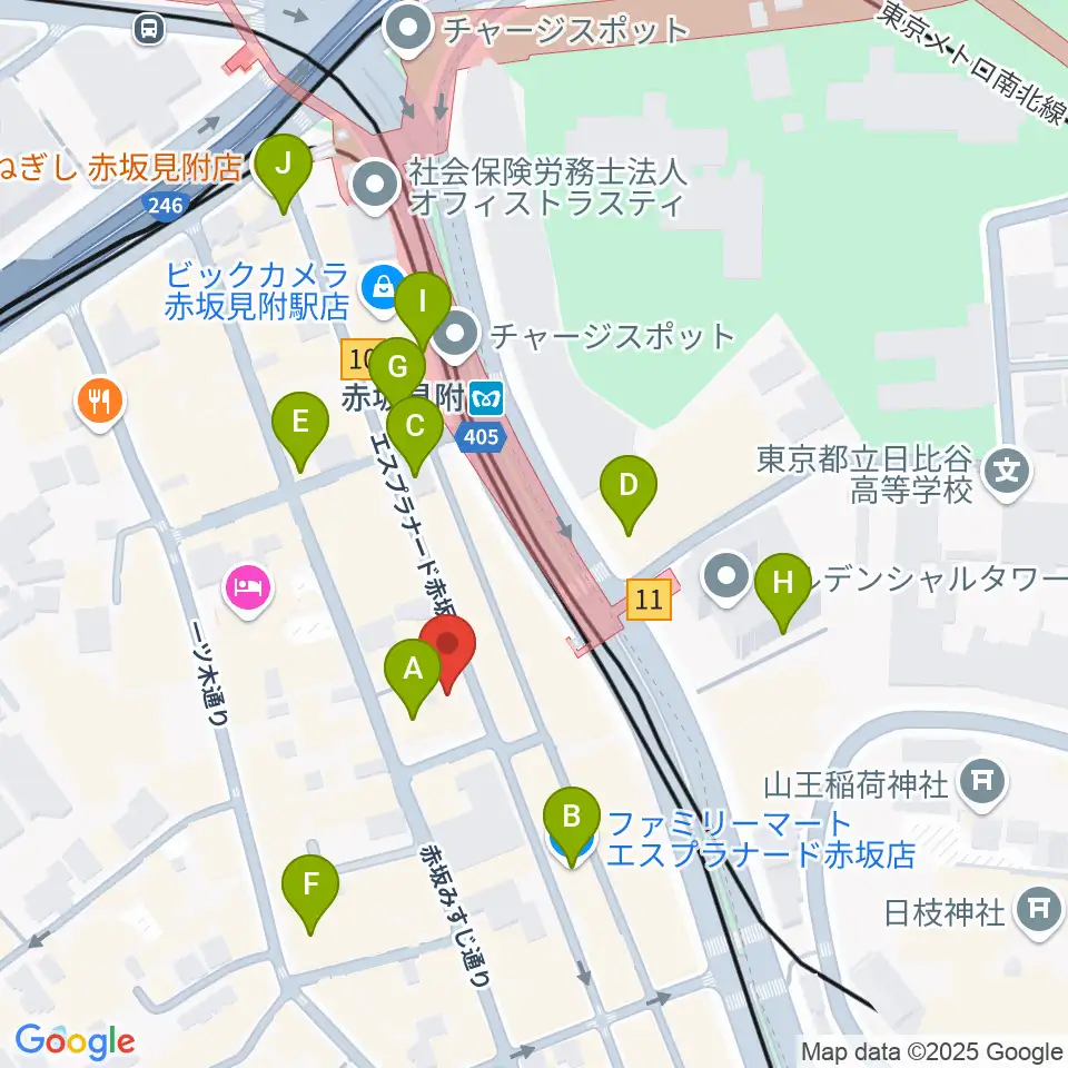 赤坂レッドシアター周辺のコンビニエンスストア一覧地図