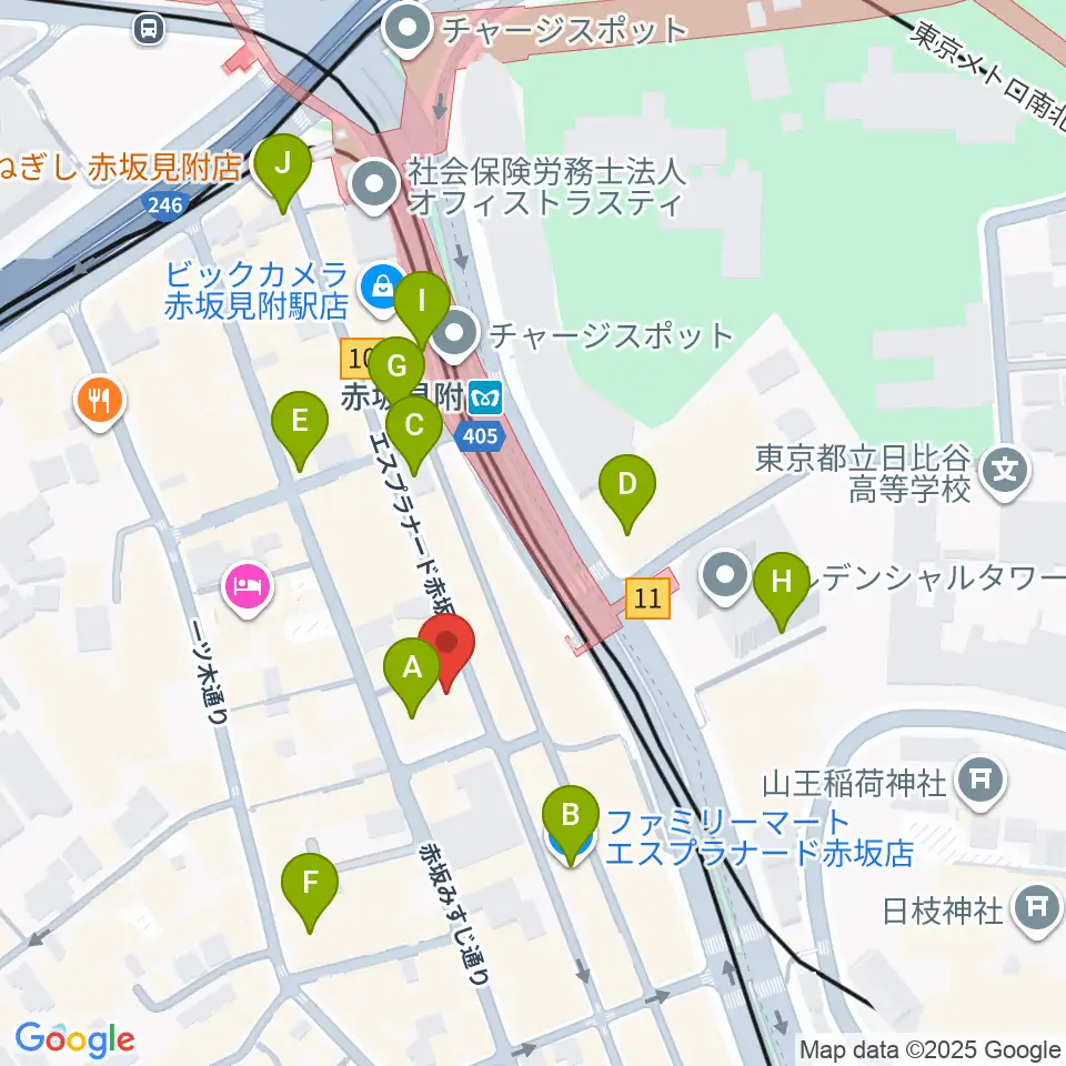 赤坂レッドシアター周辺のコンビニエンスストア一覧地図