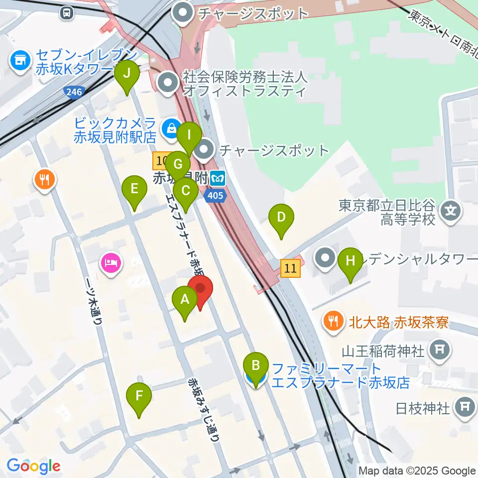 赤坂レッドシアター周辺のコンビニエンスストア一覧地図