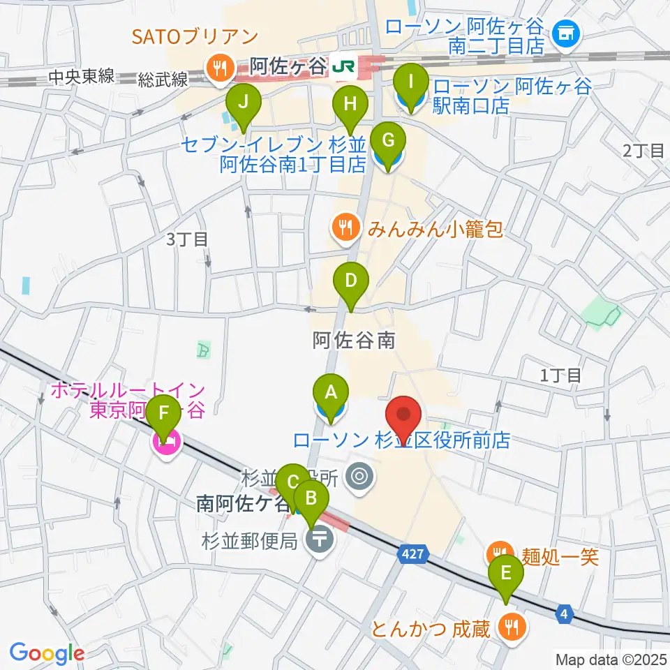 阿佐ヶ谷シアターシャイン周辺のコンビニエンスストア一覧地図