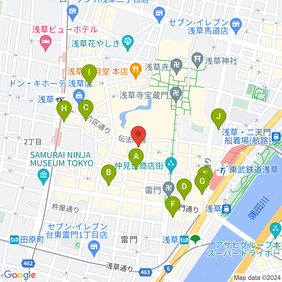 浅草公会堂周辺のコンビニエンスストア一覧地図