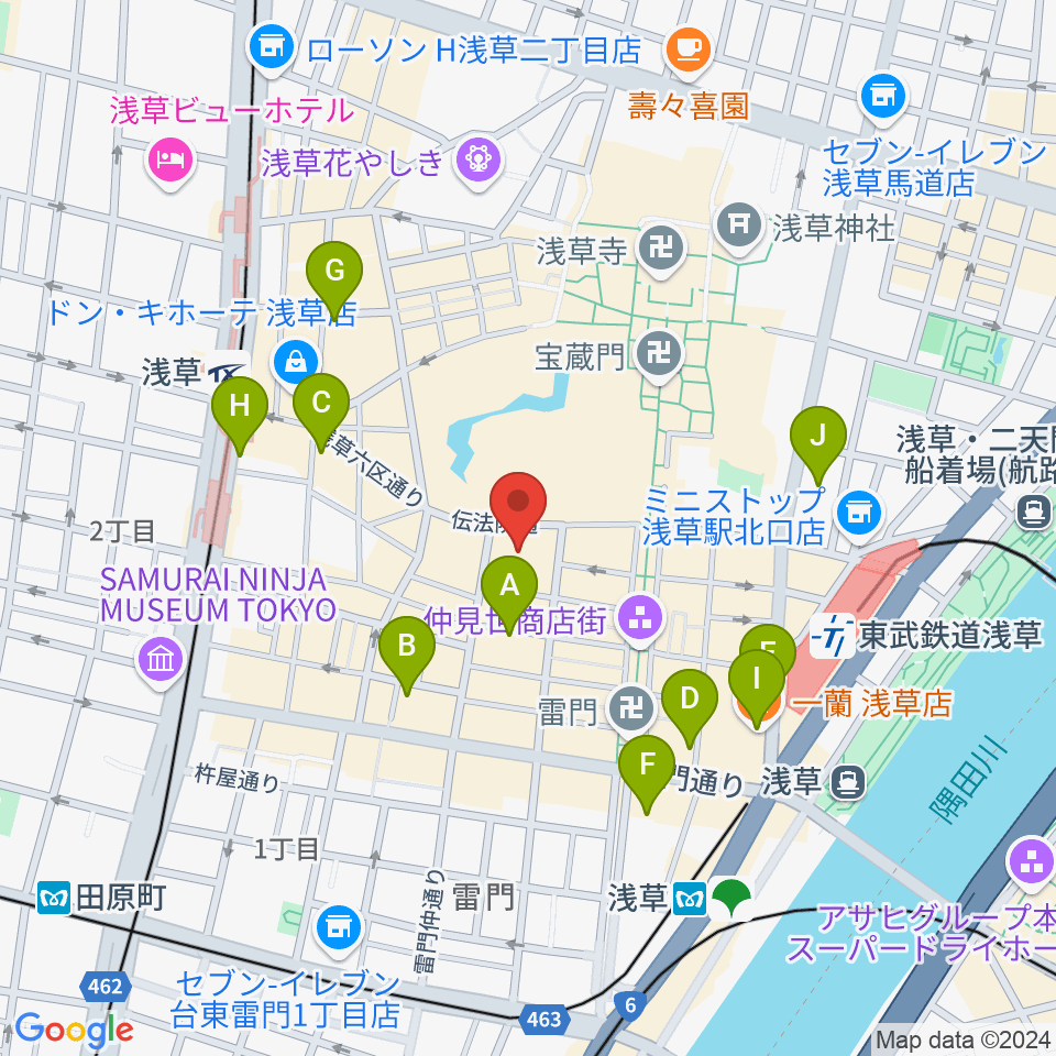 浅草公会堂周辺のコンビニエンスストア一覧地図