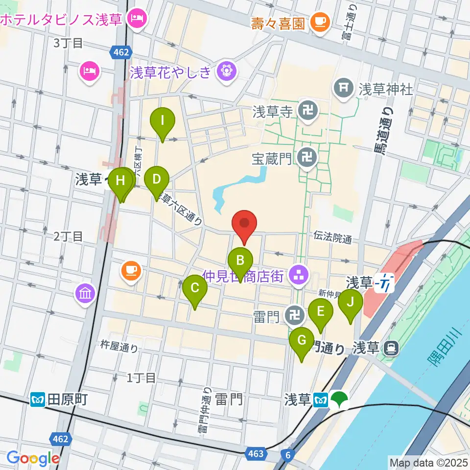 浅草公会堂周辺のコンビニエンスストア一覧地図