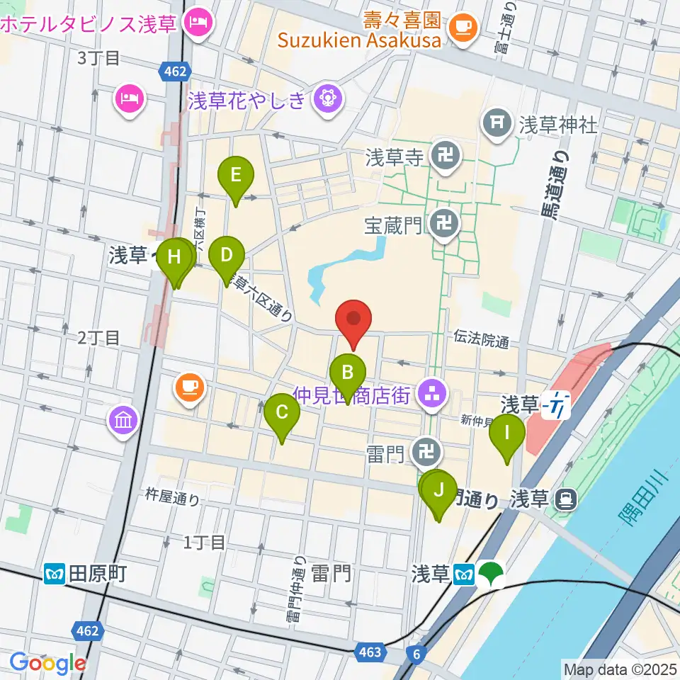 浅草公会堂周辺のコンビニエンスストア一覧地図