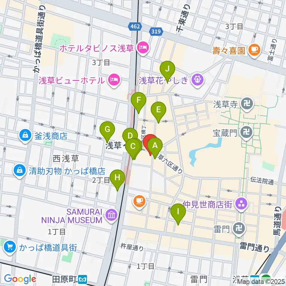 浅草演芸ホール周辺のコンビニエンスストア一覧地図