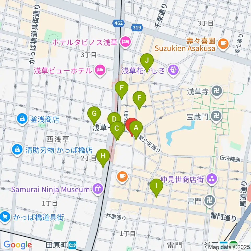 浅草演芸ホール周辺のコンビニエンスストア一覧地図