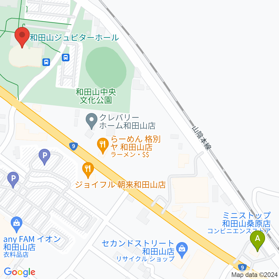 和田山ジュピターホール周辺のコンビニエンスストア一覧地図