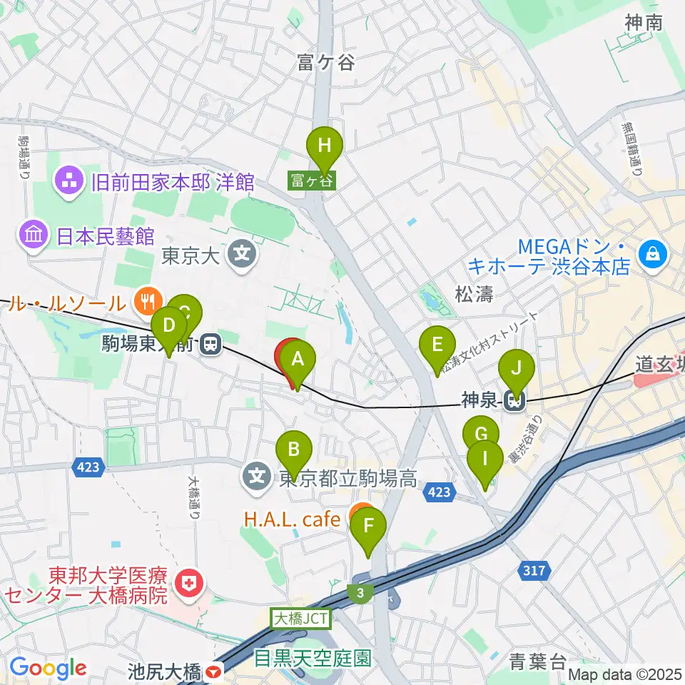 こまばアゴラ劇場周辺のコンビニエンスストア一覧地図