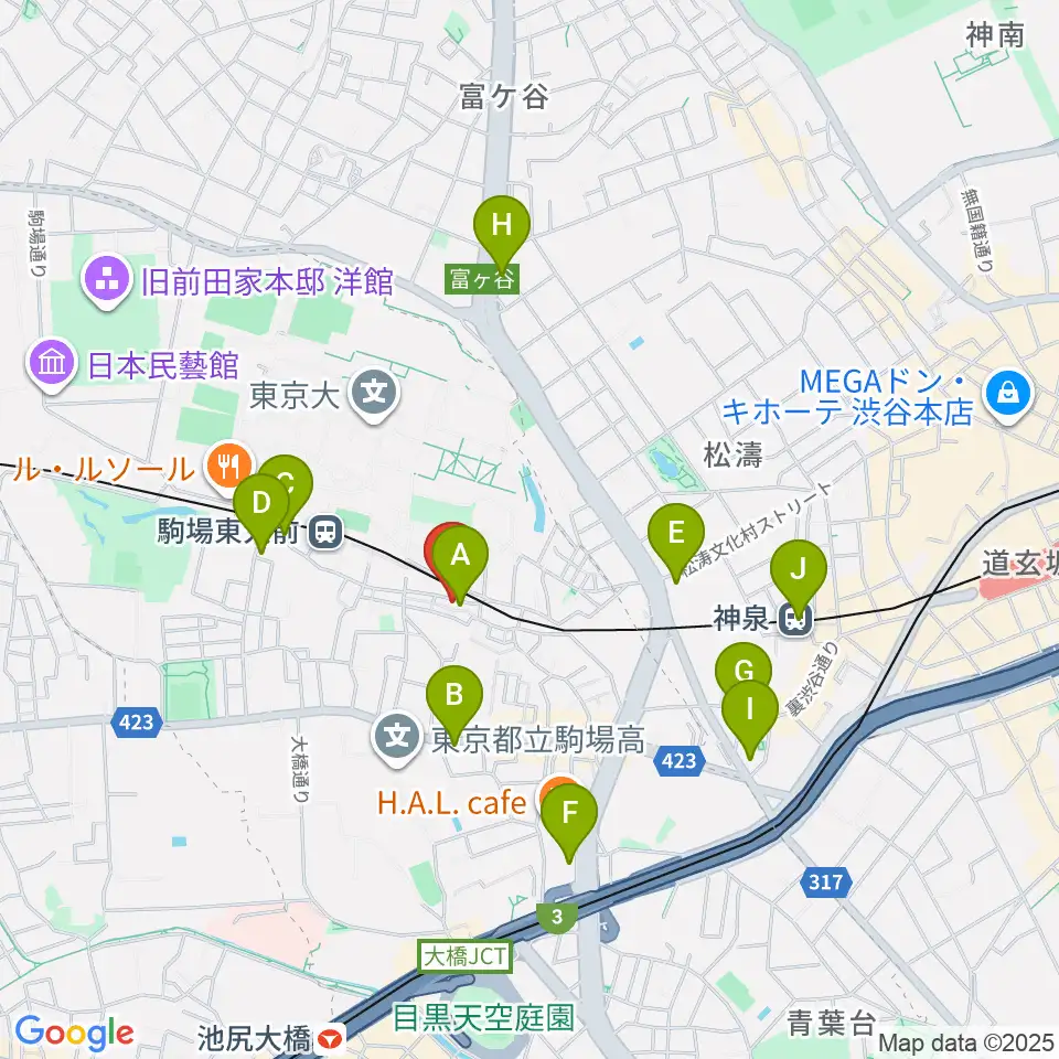 こまばアゴラ劇場周辺のコンビニエンスストア一覧地図