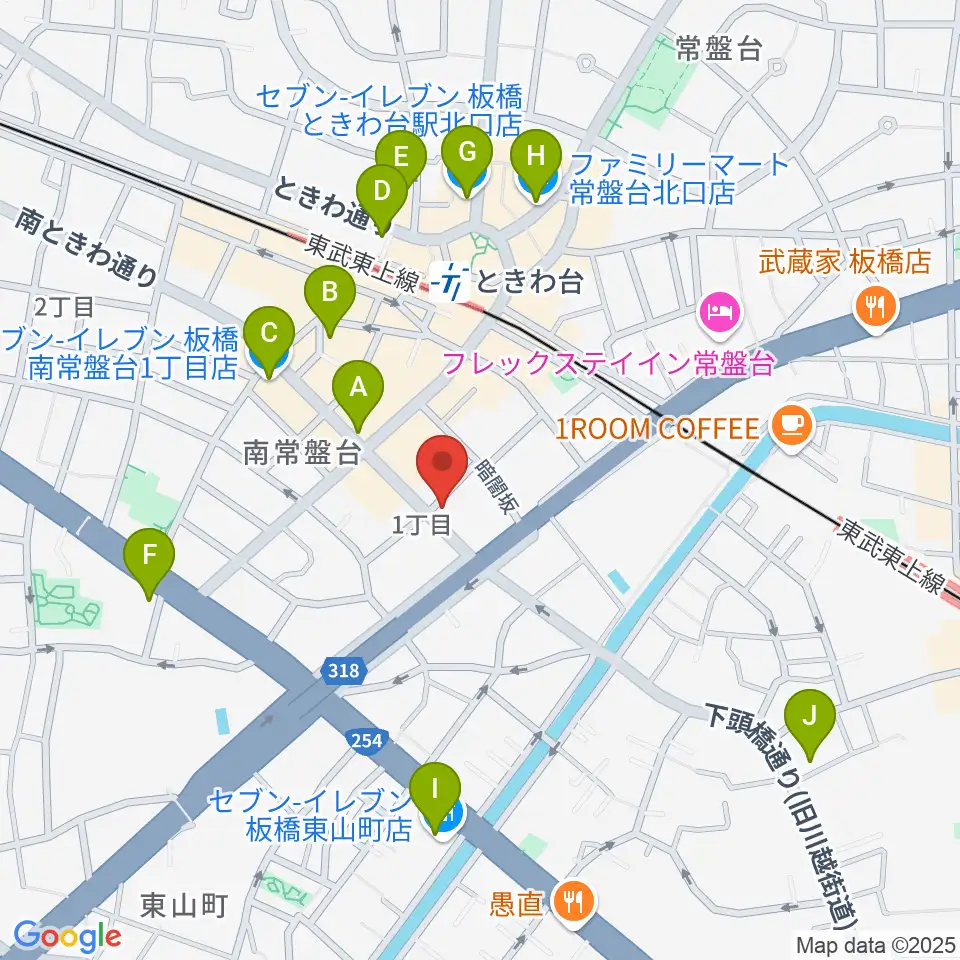 いけぶくろ楽器 ときわ台本店周辺のコンビニエンスストア一覧地図