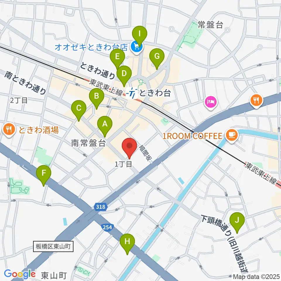 いけぶくろ楽器 ときわ台本店周辺のコンビニエンスストア一覧地図