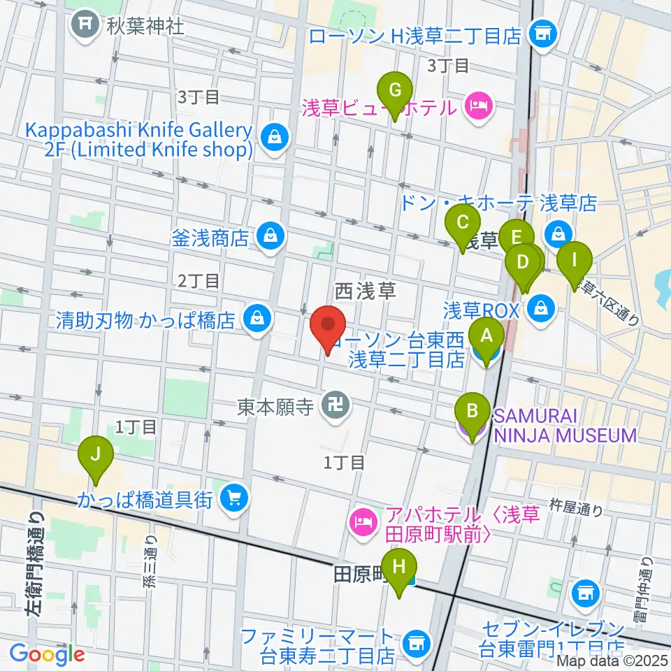 あさくさ劇亭周辺のコンビニエンスストア一覧地図