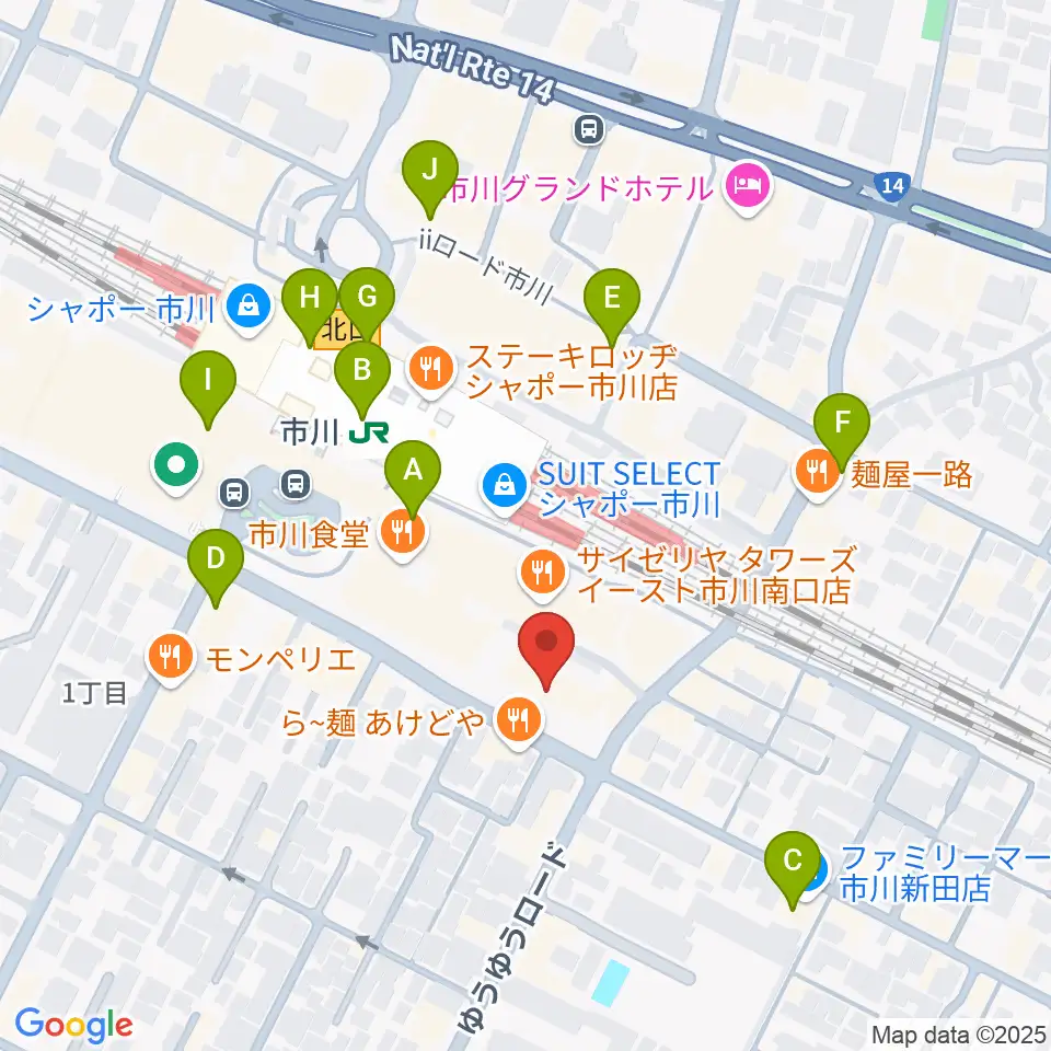 三陽楽器店 ヤマハ市川音楽センター周辺のコンビニエンスストア一覧地図