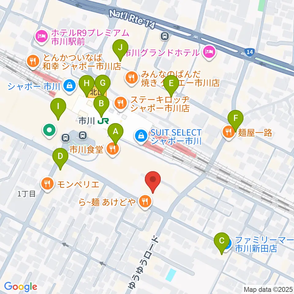 三陽楽器店 ヤマハ市川音楽センター周辺のコンビニエンスストア一覧地図