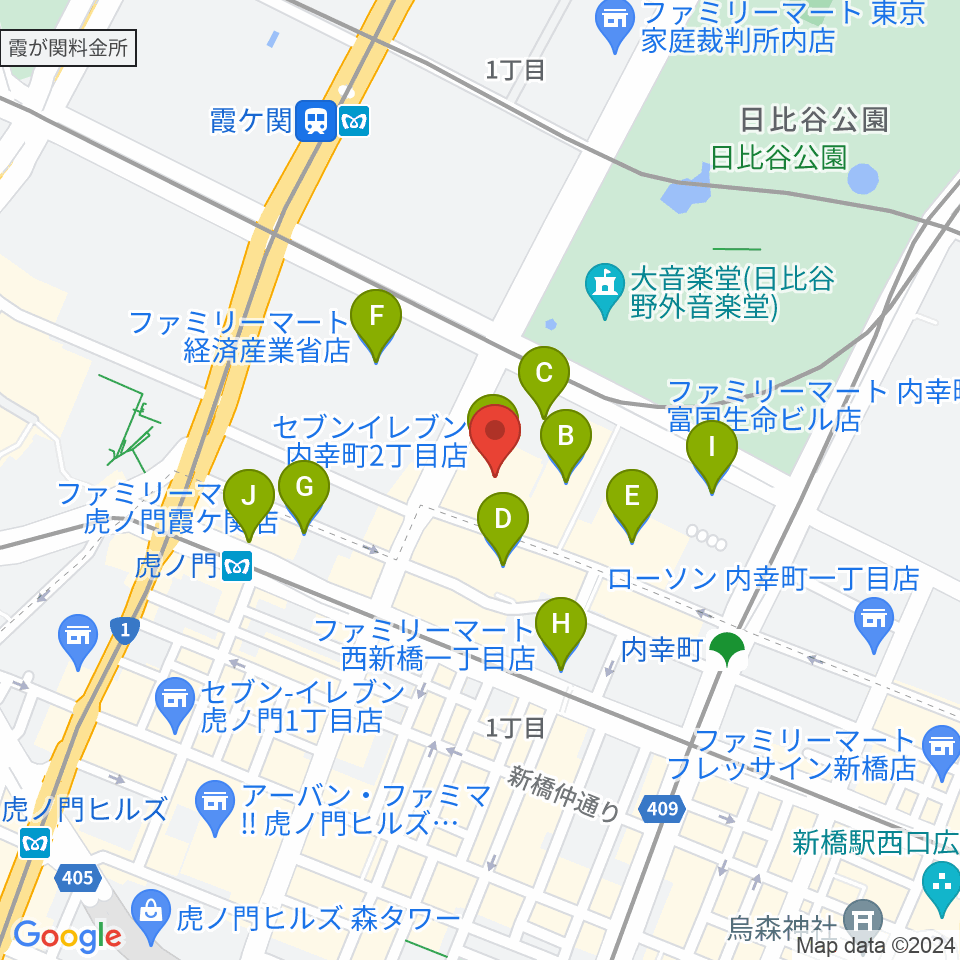 イイノホール周辺のコンビニエンスストア一覧地図