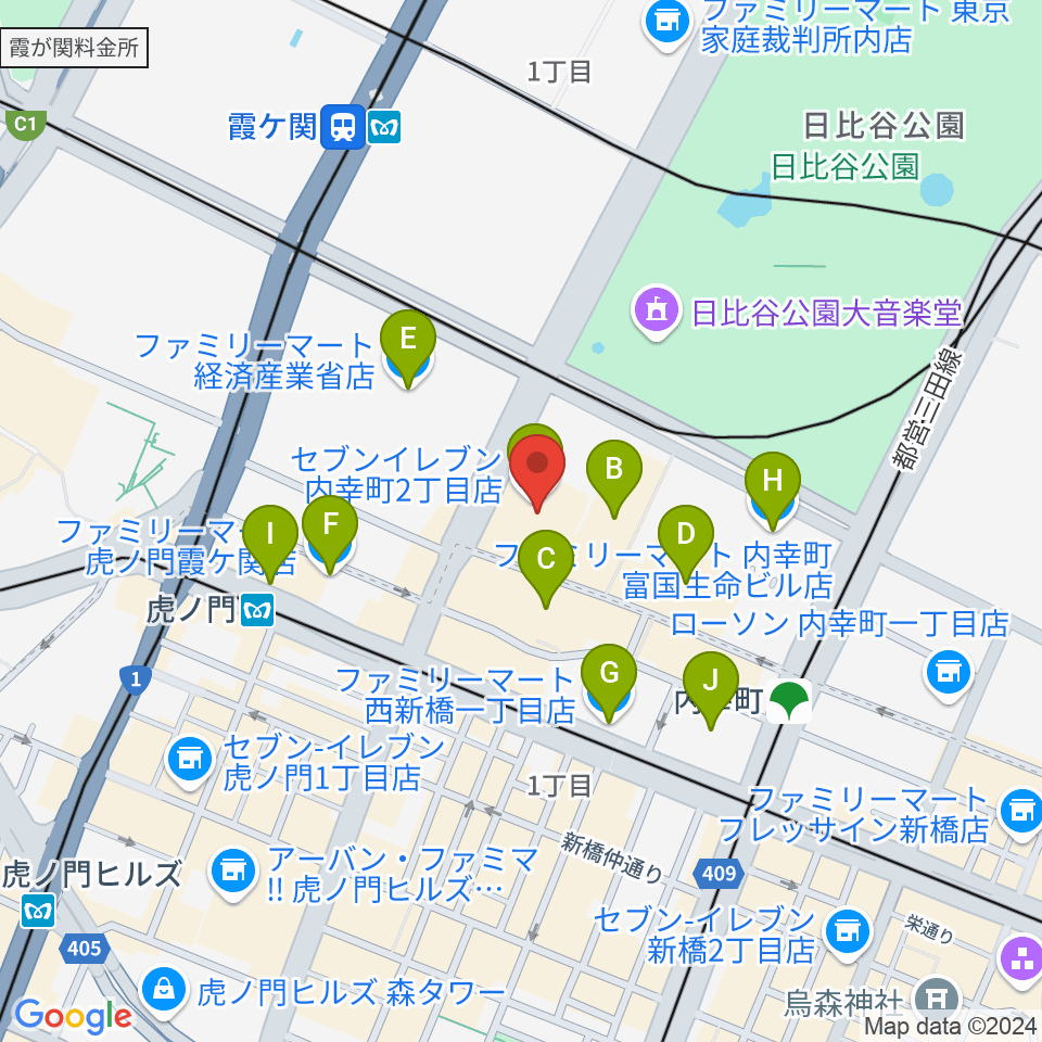 イイノホール周辺のコンビニエンスストア一覧地図