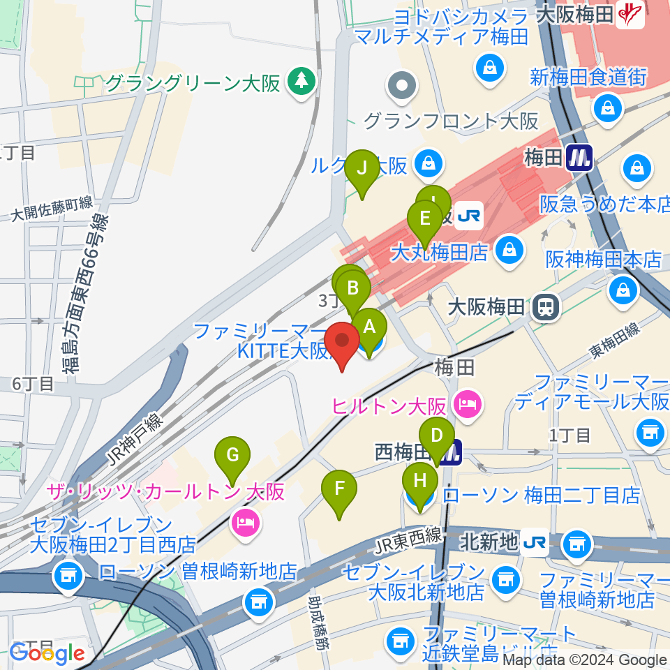 SkyシアターMBS周辺のコンビニエンスストア一覧地図