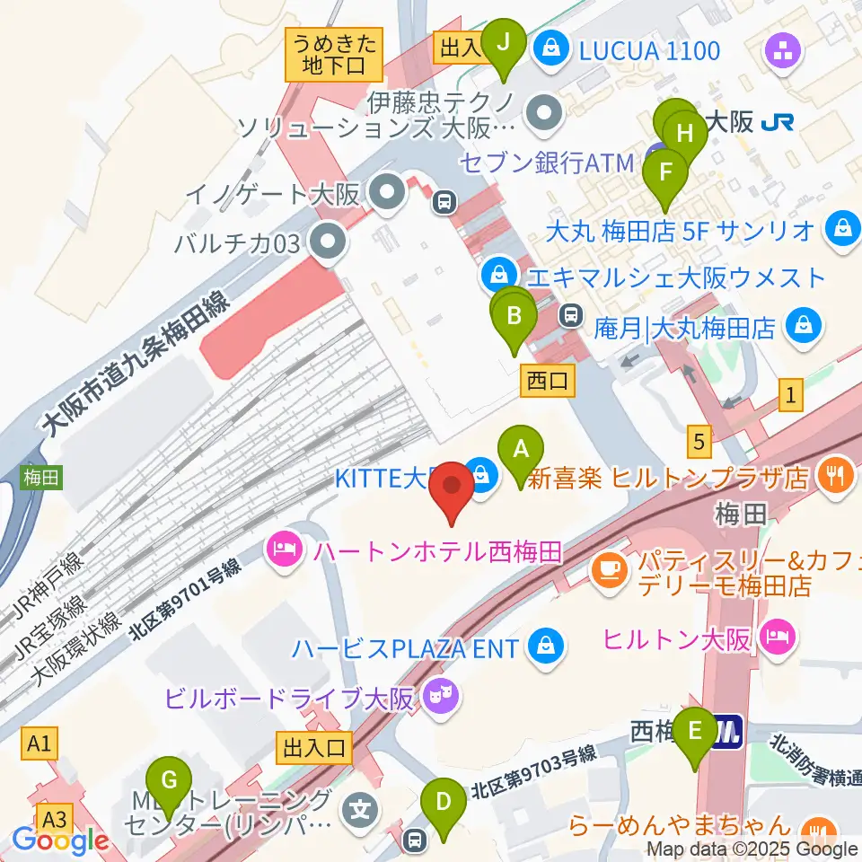 SkyシアターMBS周辺のコンビニエンスストア一覧地図