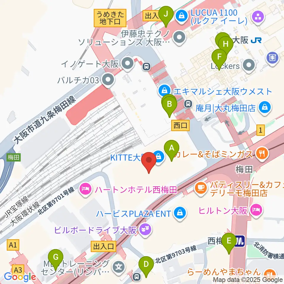 SkyシアターMBS周辺のコンビニエンスストア一覧地図