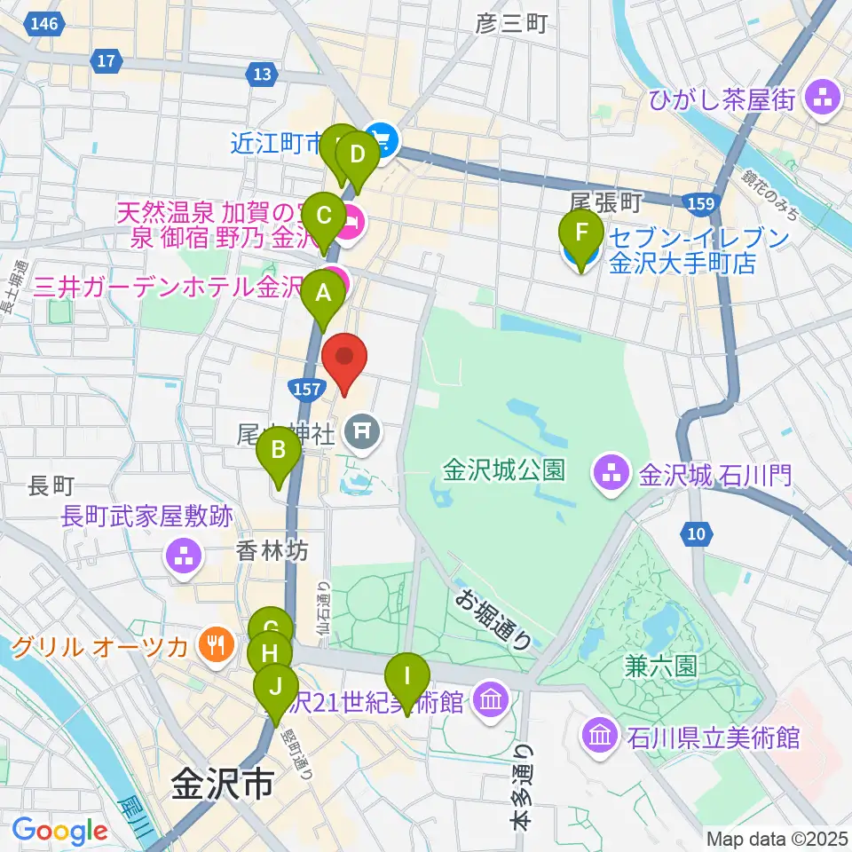 石川県文教会館周辺のコンビニエンスストア一覧地図