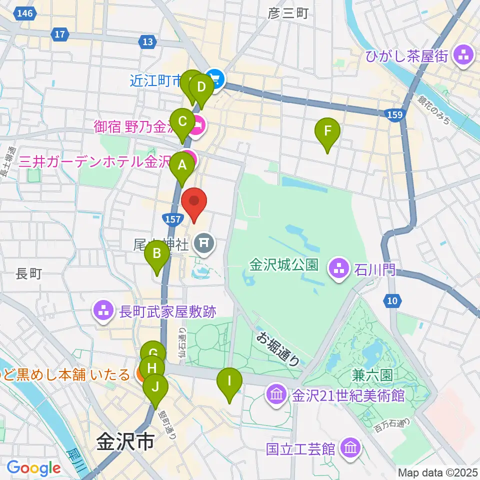 石川県文教会館周辺のコンビニエンスストア一覧地図