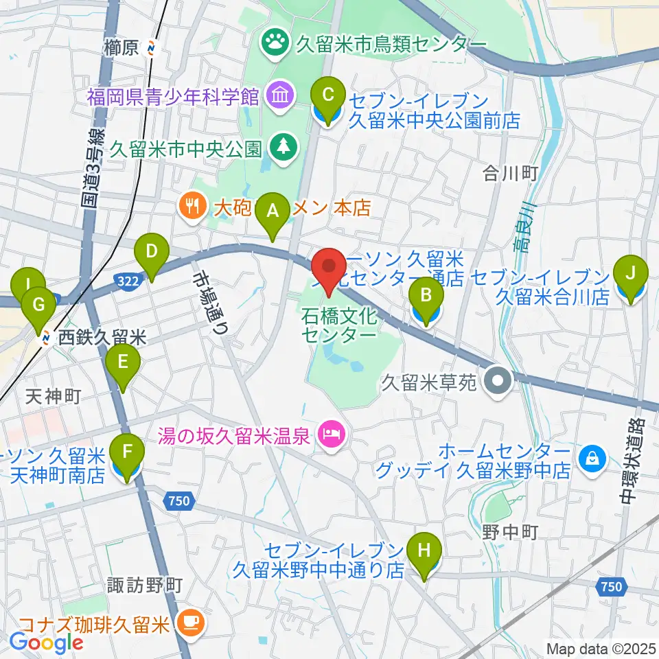 石橋文化ホール周辺のコンビニエンスストア一覧地図