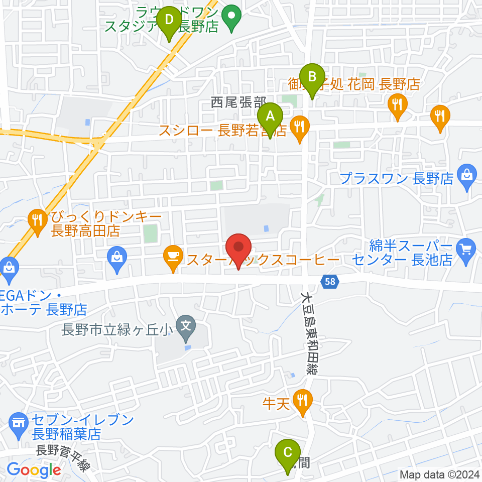 ヒオキ楽器 ユニスタイル長野東センター周辺のコンビニエンスストア一覧地図