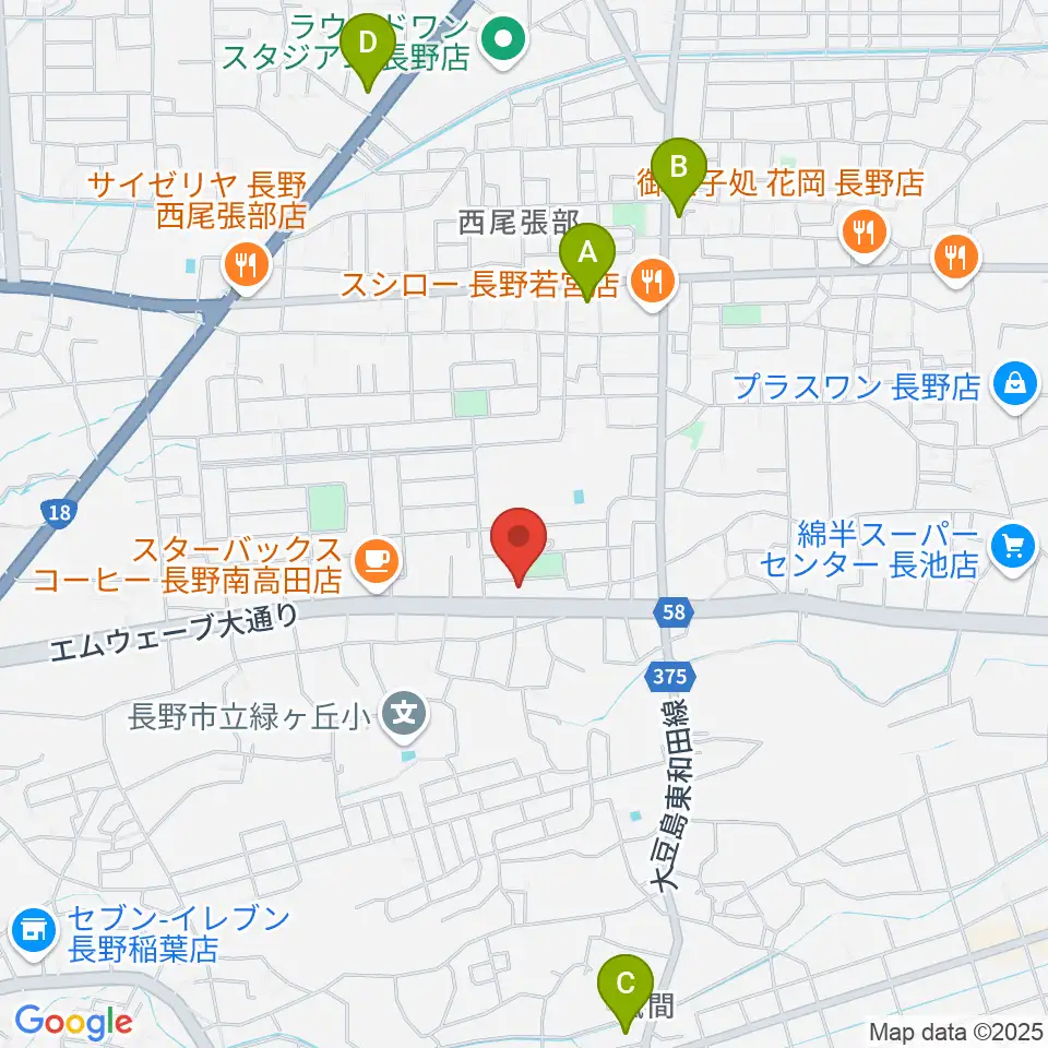 ヒオキ楽器 ユニスタイル長野東センター周辺のコンビニエンスストア一覧地図