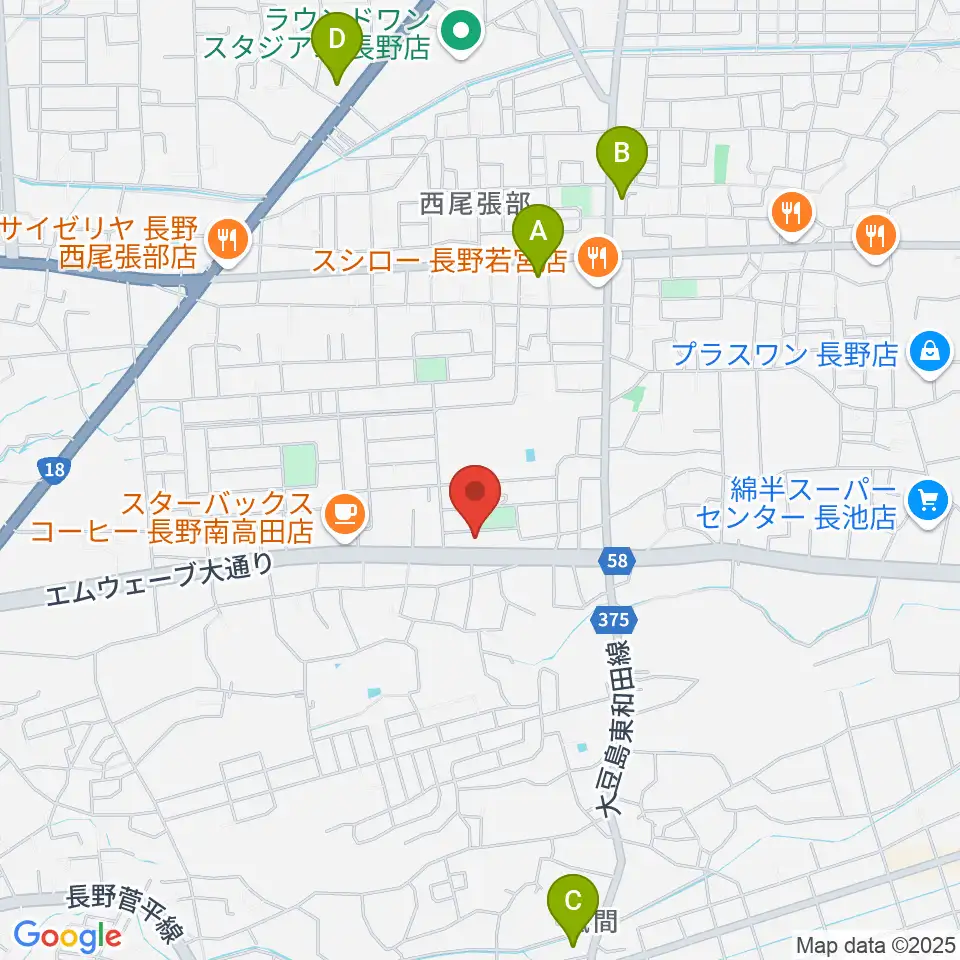 ヒオキ楽器 ユニスタイル長野東センター周辺のコンビニエンスストア一覧地図