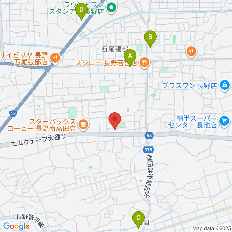 ヒオキ楽器 ユニスタイル長野東センター周辺のコンビニエンスストア一覧地図