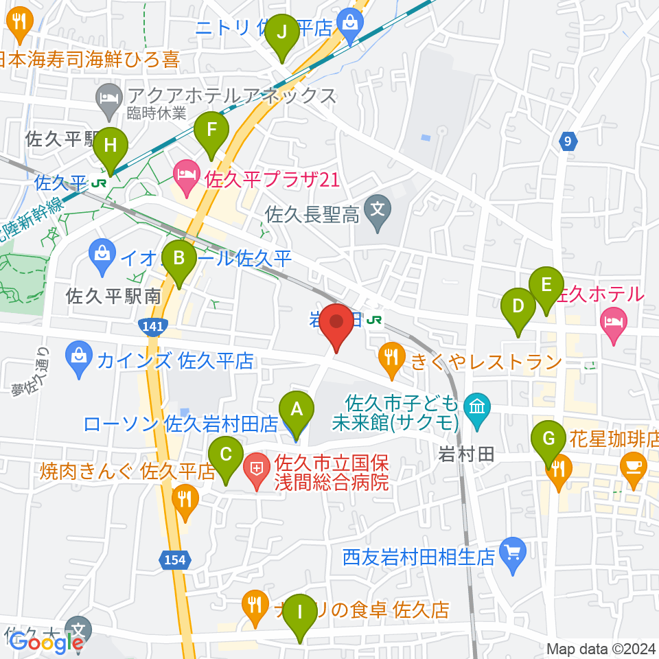 ヒオキ楽器 佐久平センター周辺のコンビニエンスストア一覧地図