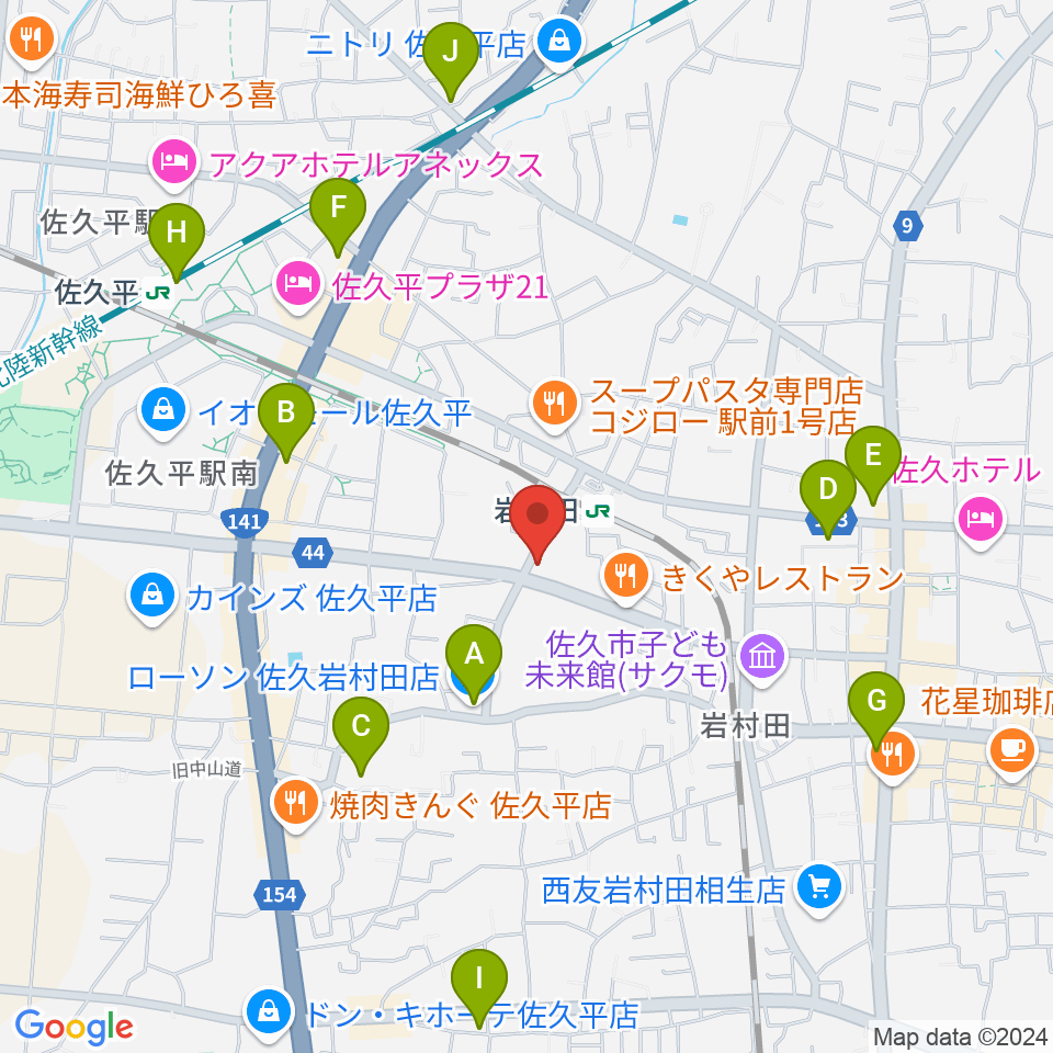 ヒオキ楽器 佐久平センター周辺のコンビニエンスストア一覧地図