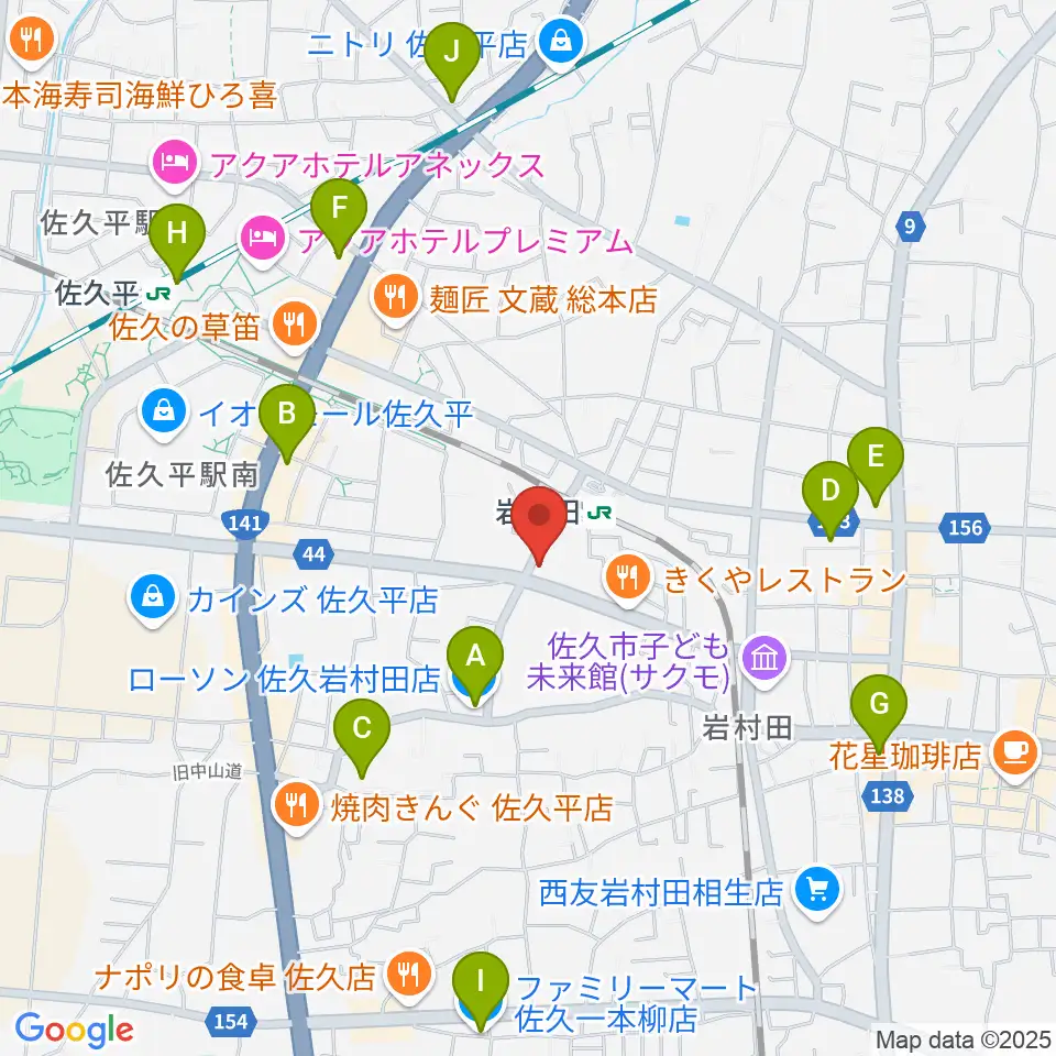 ヒオキ楽器 佐久平センター周辺のコンビニエンスストア一覧地図
