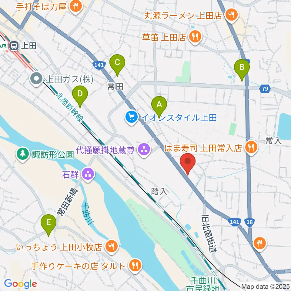 ヒオキ楽器 ユニスタイル上田センター周辺のコンビニエンスストア一覧地図